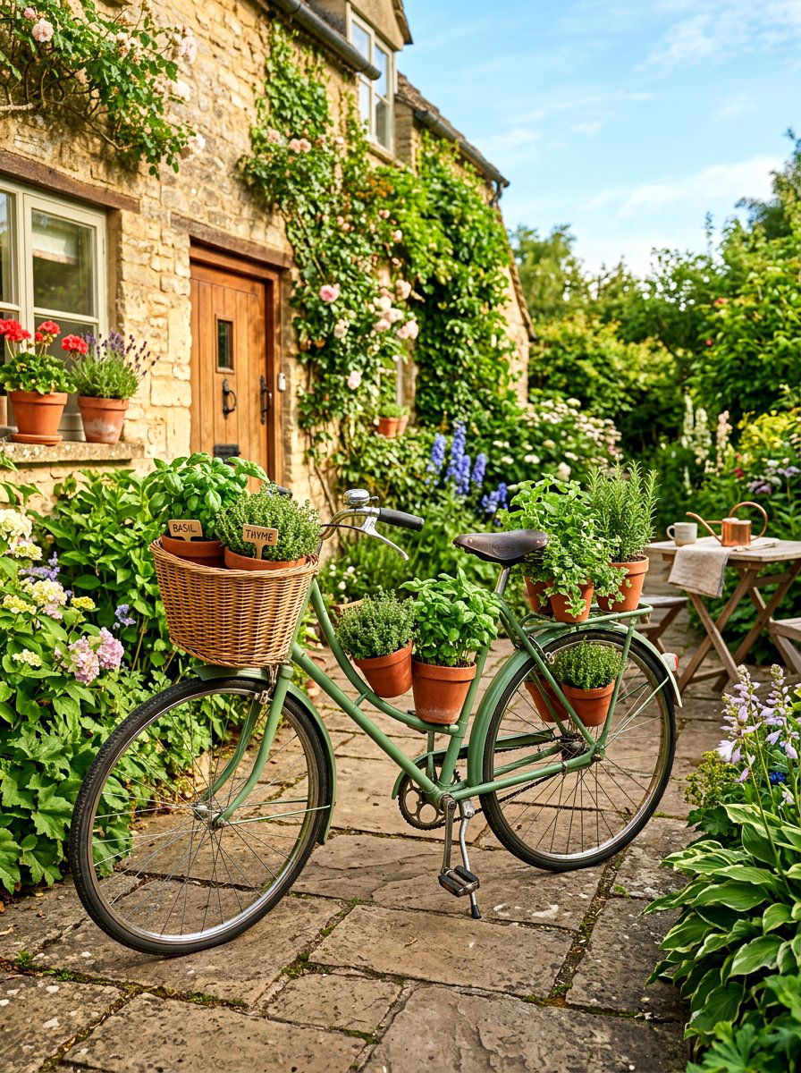 Herb Garden Bicycle Planter - 25 Spring Bicycle Decor Ideas