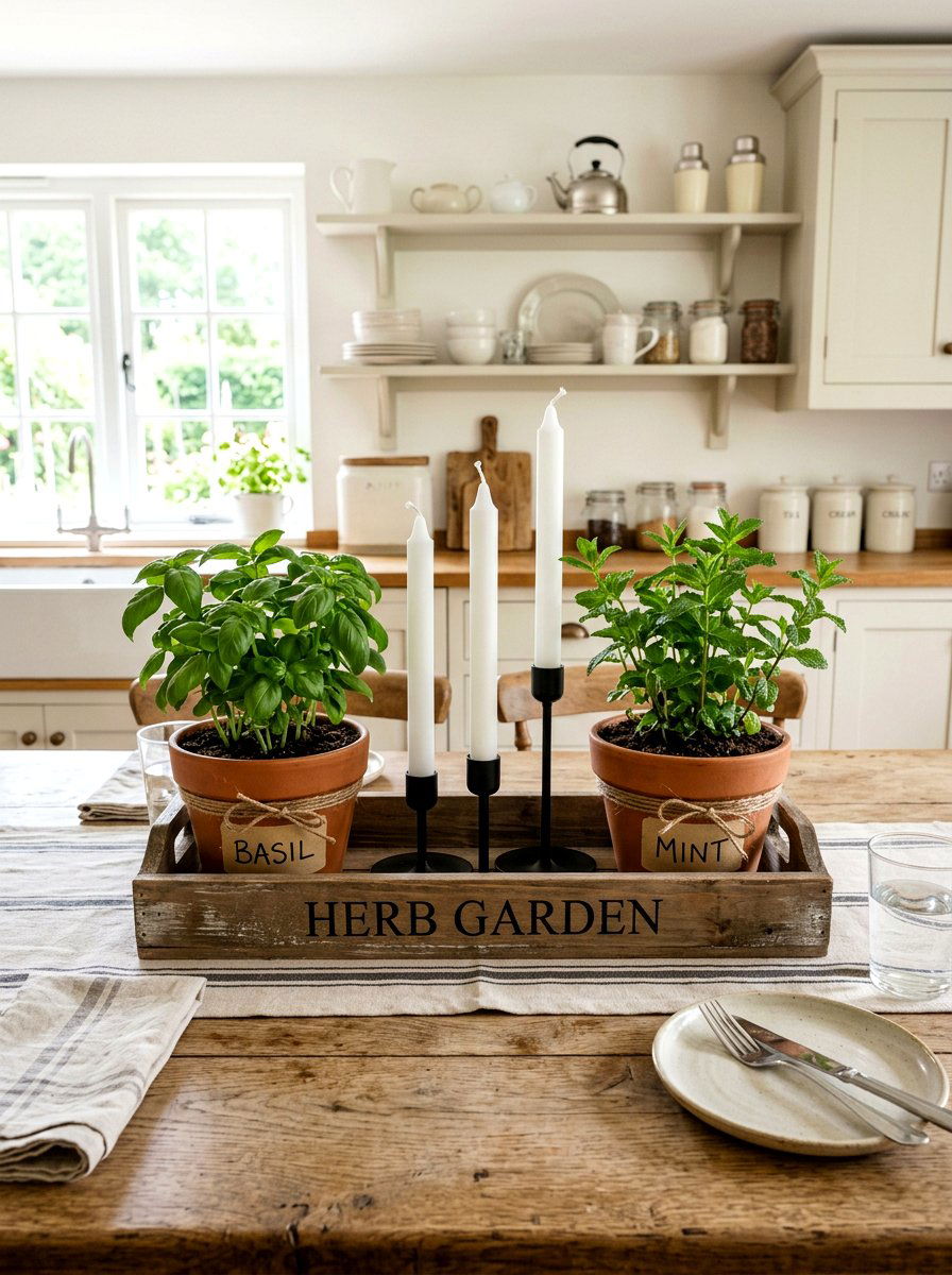Herb Garden Candle Centerpiece - 25 Spring Candle Centerpiece Ideas
