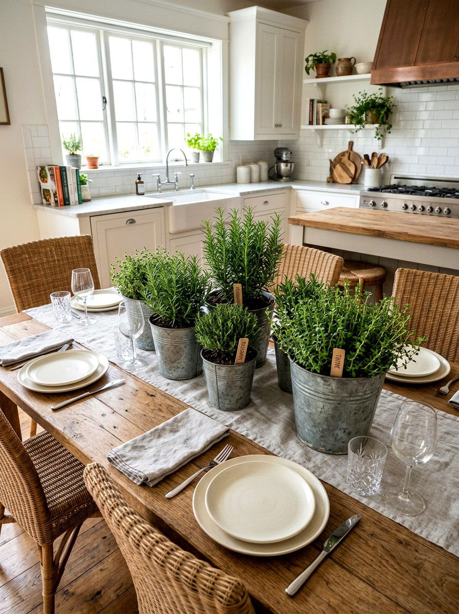 Herb Garden Centerpiece - 25 Spring Nature Table Ideas