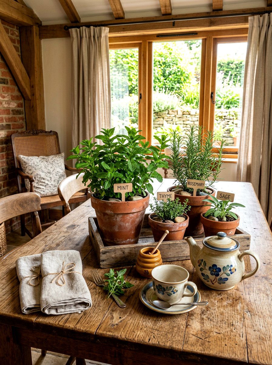 Herb Garden Centerpiece - 25 Spring Tea Party Table Ideas