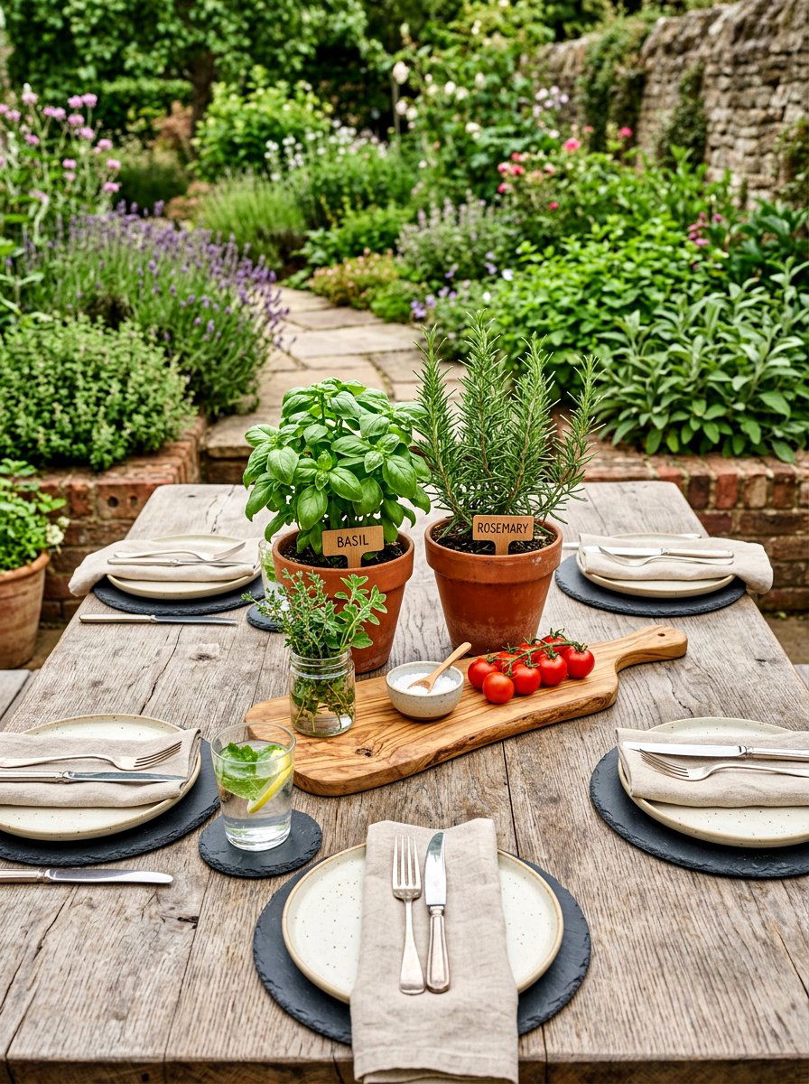 Herb Garden Centerpiece Table - 25 Spring Garden Table Decor Ideas