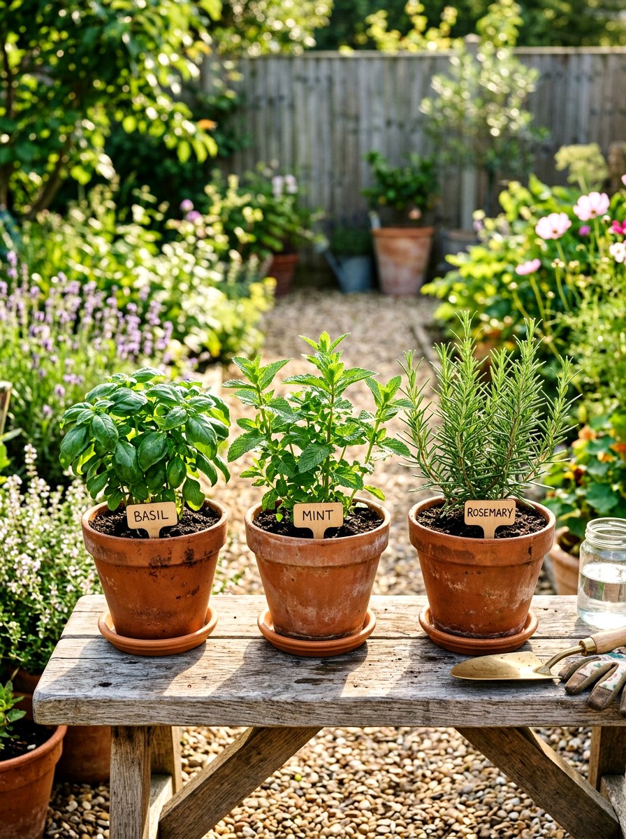 Herb Garden Container Set - 25 Spring Planter Decorating Ideas