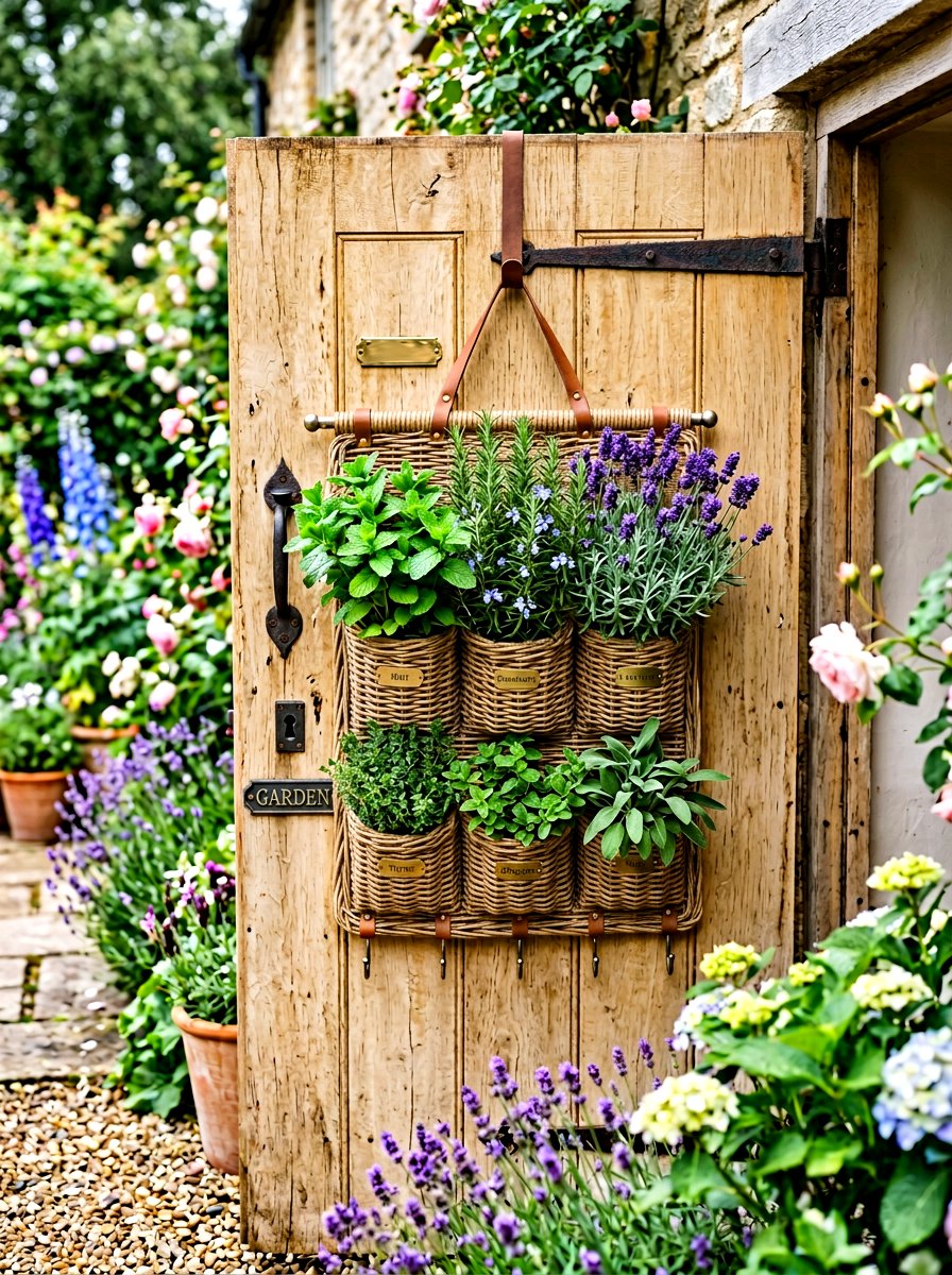 Herb Garden Door Basket - 25 Spring DIY Door Basket Ideas