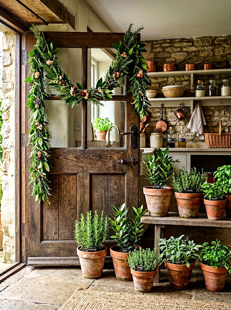 Herb Garden Garland - 25 Spring Door Garland Ideas