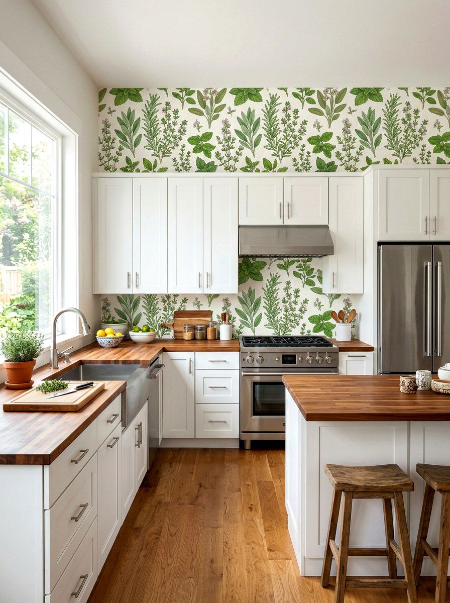 Herb Garden Kitchen Wallpaper - 25 Spring Peel and Stick Wallpaper Ideas