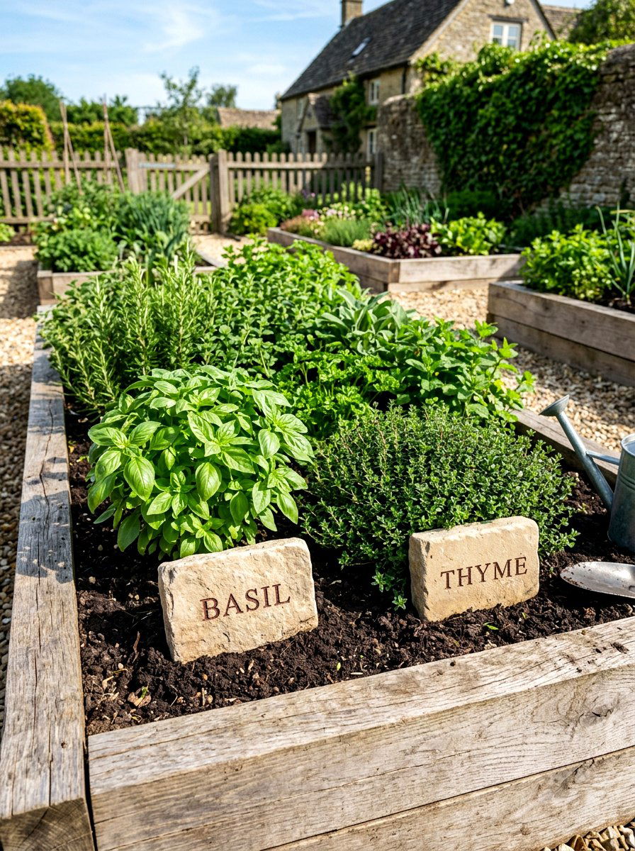 Herb Garden Marker Stone - 25 Spring Stepping Stone Decor Ideas