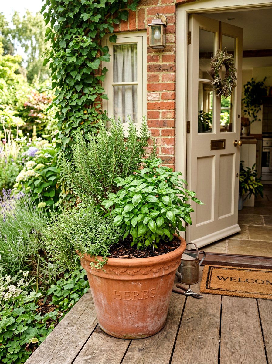 Herb Garden Porch Pot - 25 Spring Curbside Planter Ideas