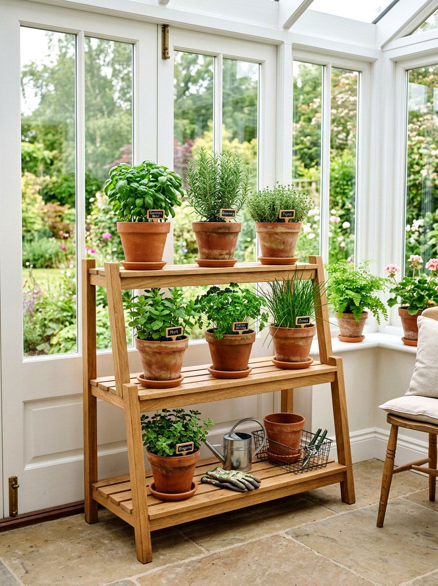 Herb Garden Shelf - 25 Spring Enclosed Porch Decor Ideas