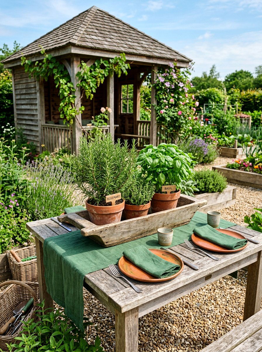 Herb Garden Table - 25 Spring Gazebo Table Decor Ideas