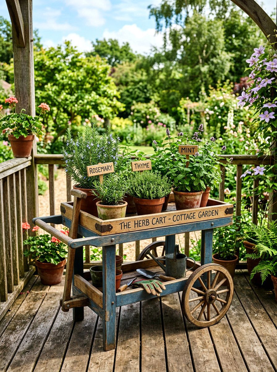 Herb Garden Wagon - 25 Spring Porch Wagon Decor Ideas