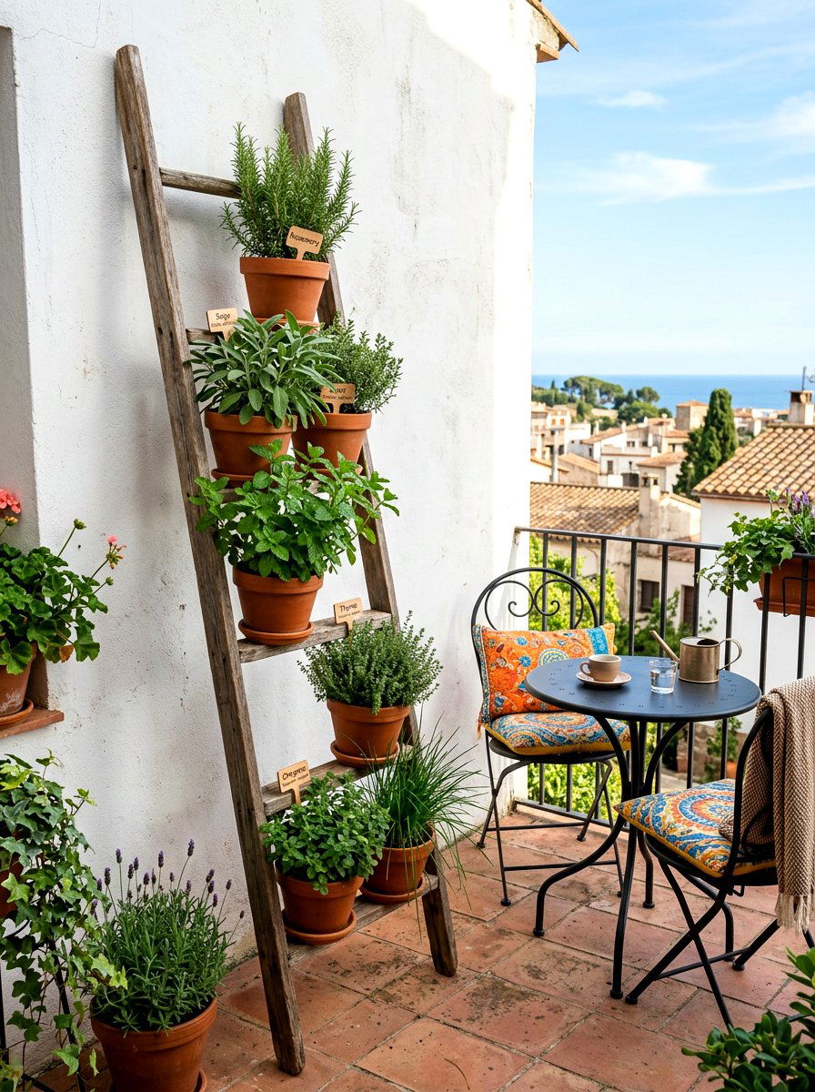 Herb Ladder Planter - 25 Spring Herb Decor Ideas