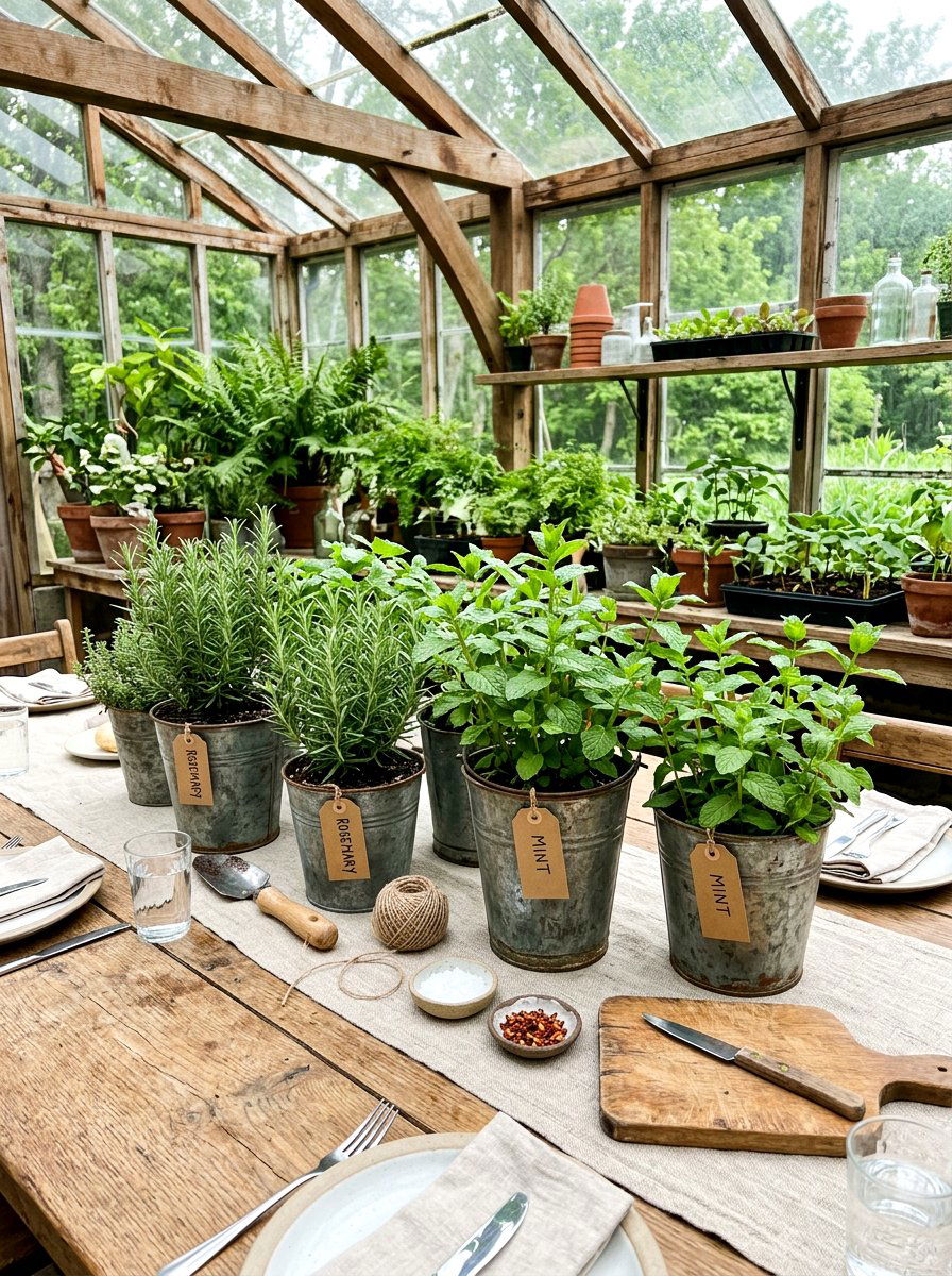 Herb Pot Centerpiece - 25 Spring Wedding Table Decor Ideas