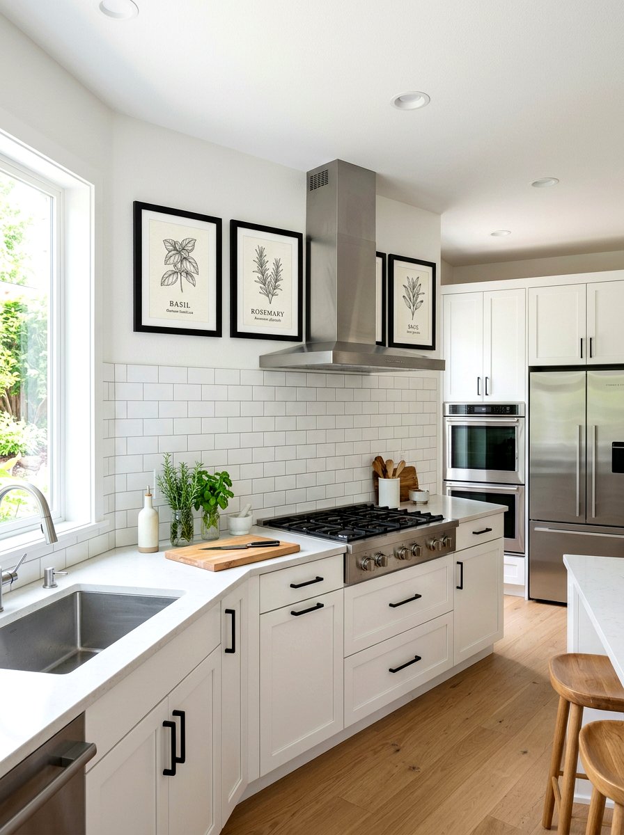 Herb Print Kitchen - 25 Spring Botanical Print Decor Ideas