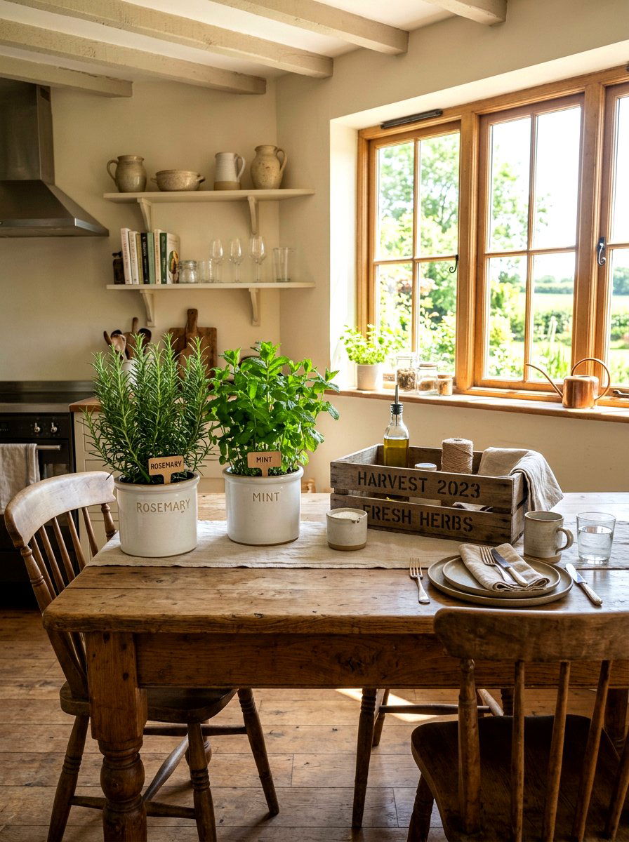 Herb Table Centerpiece - 25 Spring Farm Table Decor Ideas