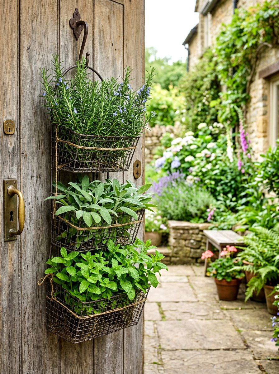 Herb door basket - 25 Spring Hanging Basket Door Ideas
