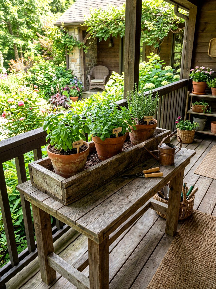Herb garden table - 25 Spring Porch Table Decor Ideas