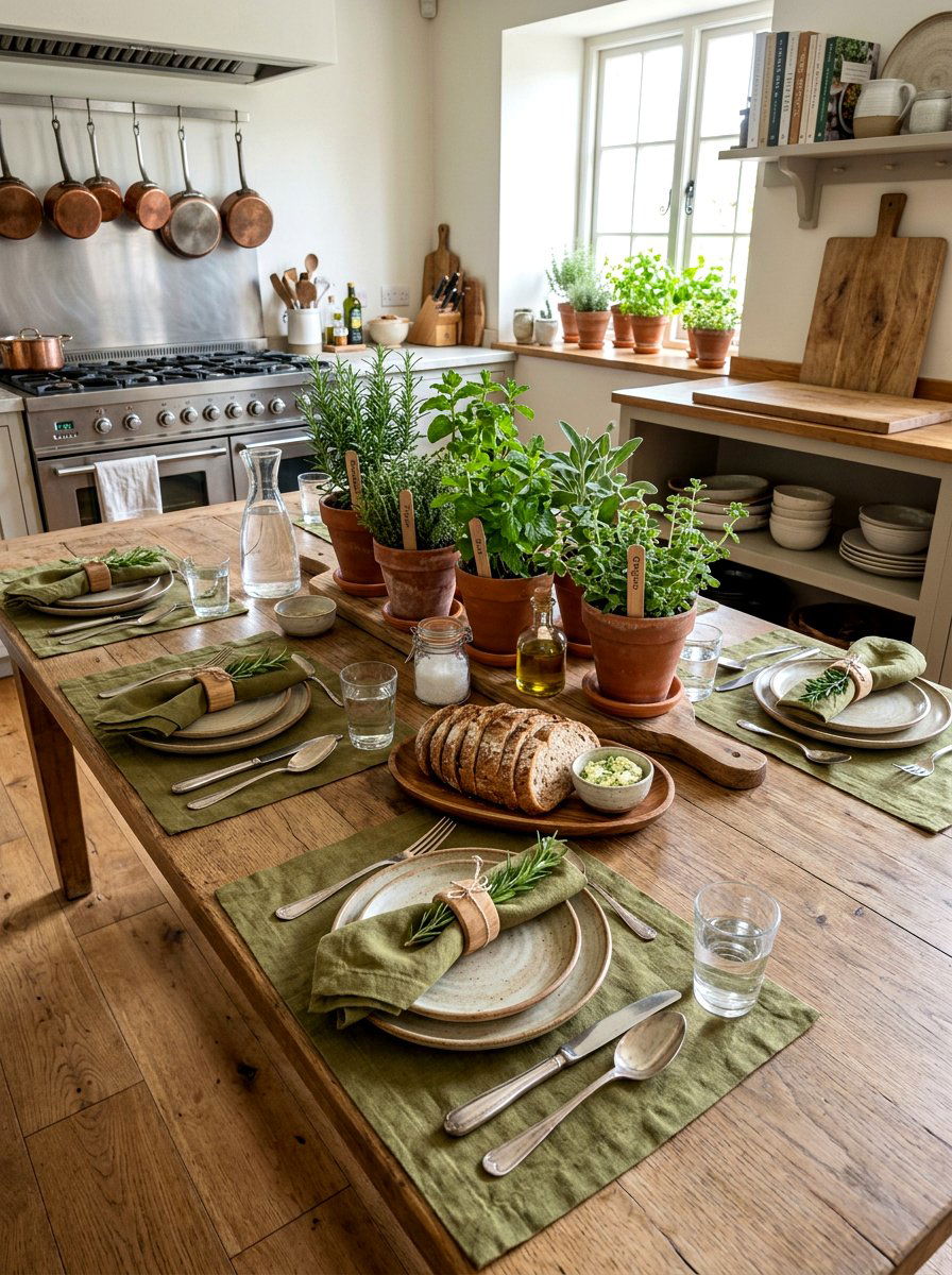 Herb garden themed table - 25 Spring Place Setting Ideas
