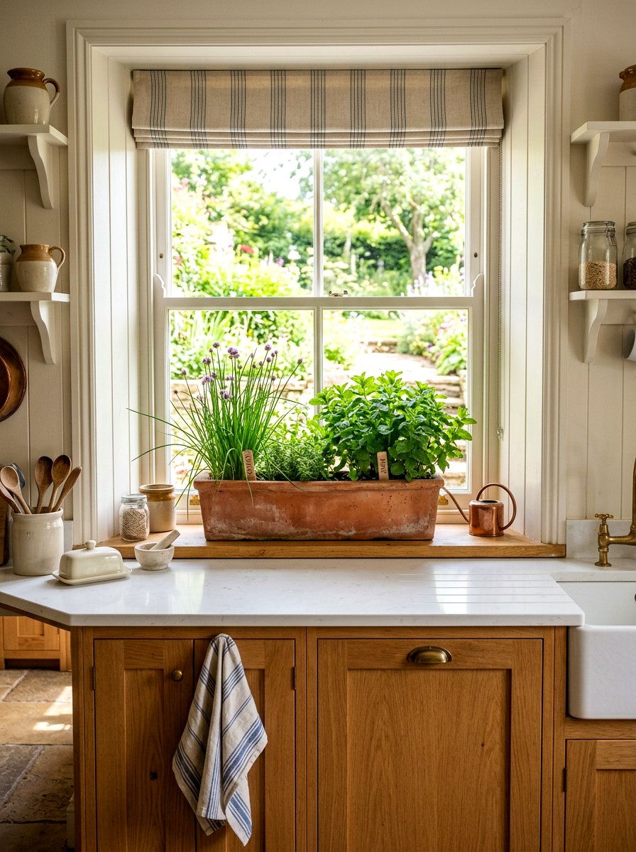 Herb planter kitchen window - 25 Spring Greenery Decor Ideas