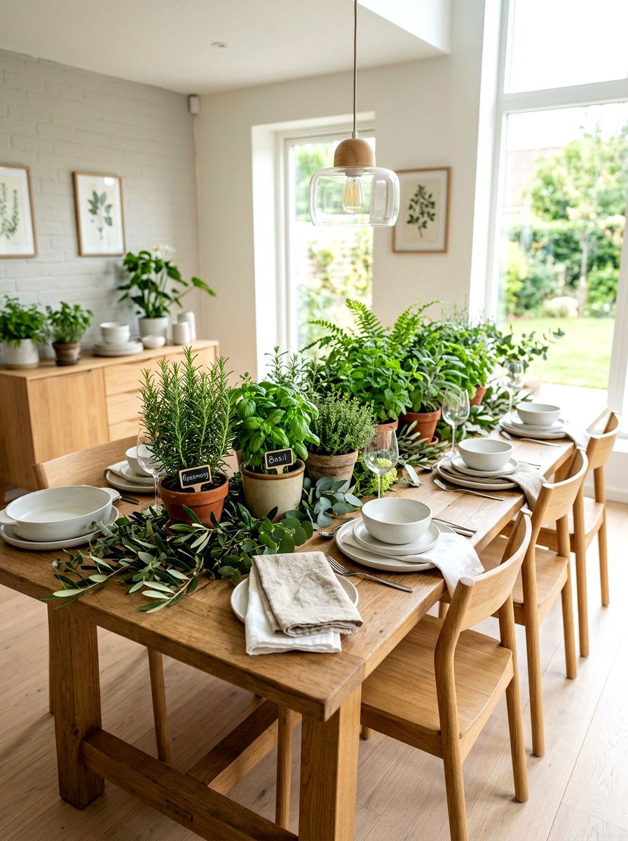 Herbs And Greenery Table - 25 Spring Table Setting Ideas