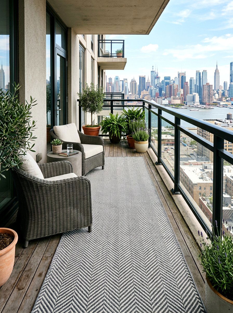 Herringbone Pattern Outdoor Rug - 25 Spring Outdoor Rug Ideas