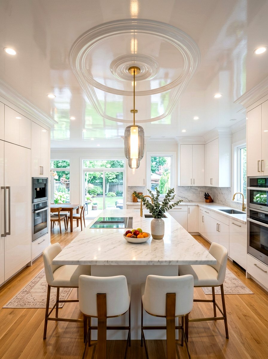 High Gloss White Medallion - 25 Spring Ceiling Medallion Decor Ideas