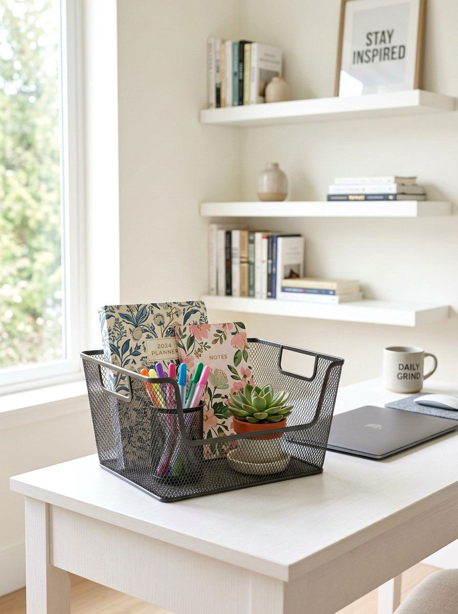 Home Office Basket - 25 Spring Basket Filler Ideas