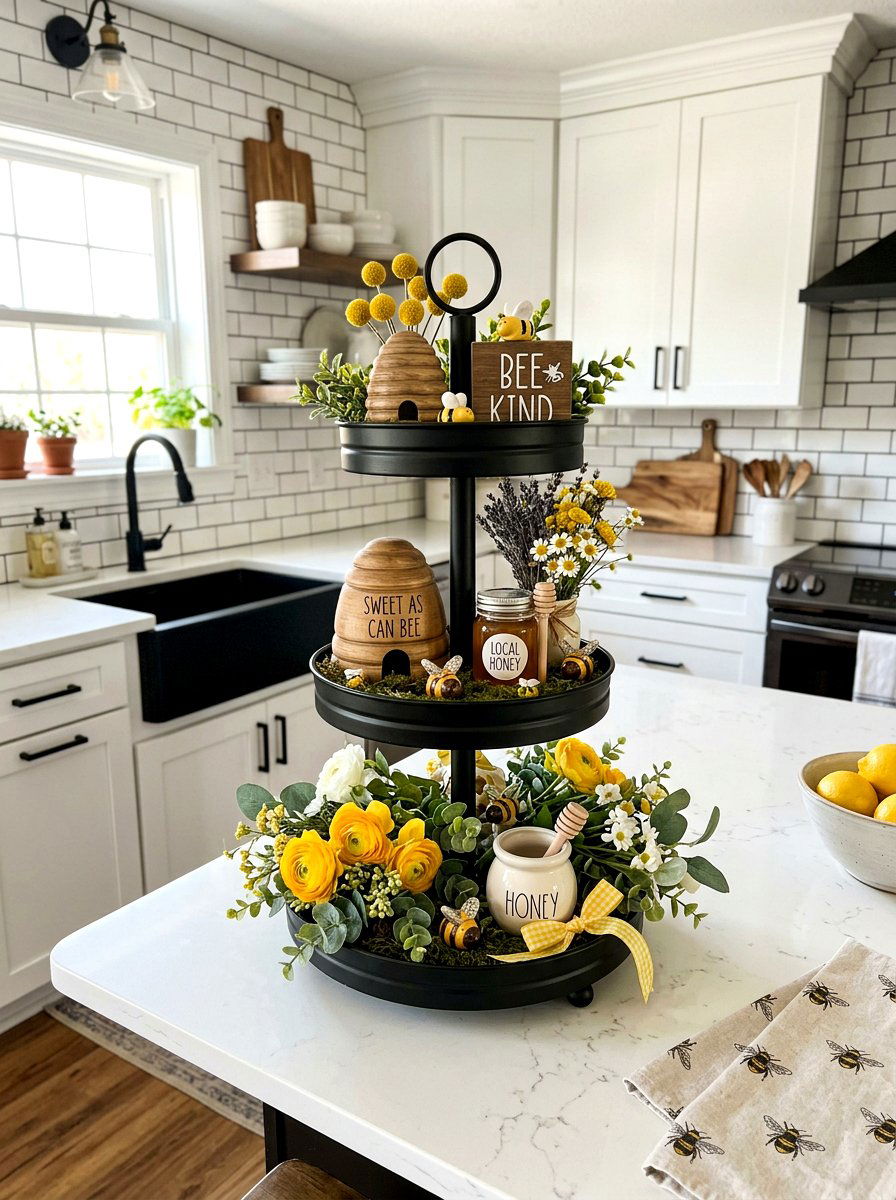Honey Bee - 25 Spring Tiered Tray Decor Ideas