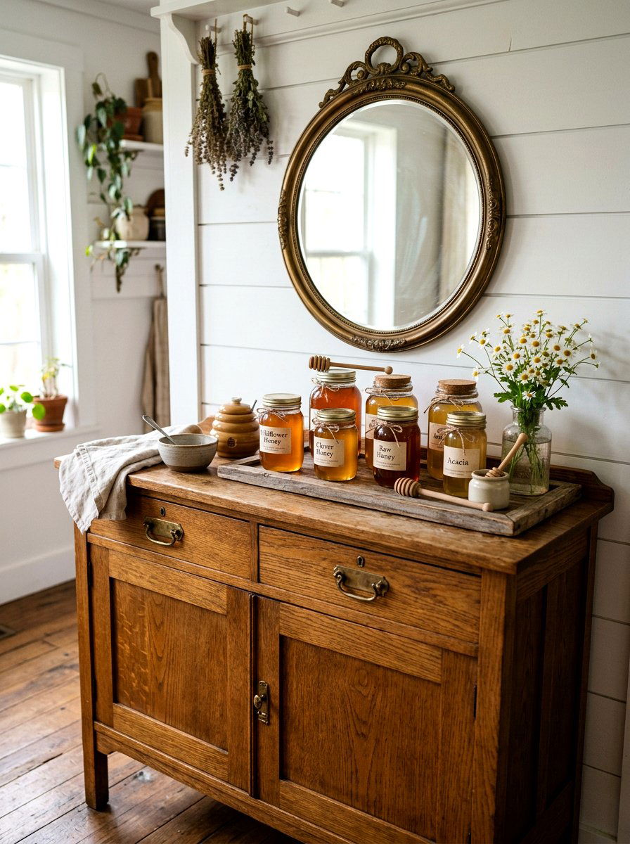 Honey Jar Display - 25 Spring Bee Decor Ideas for Kitchen