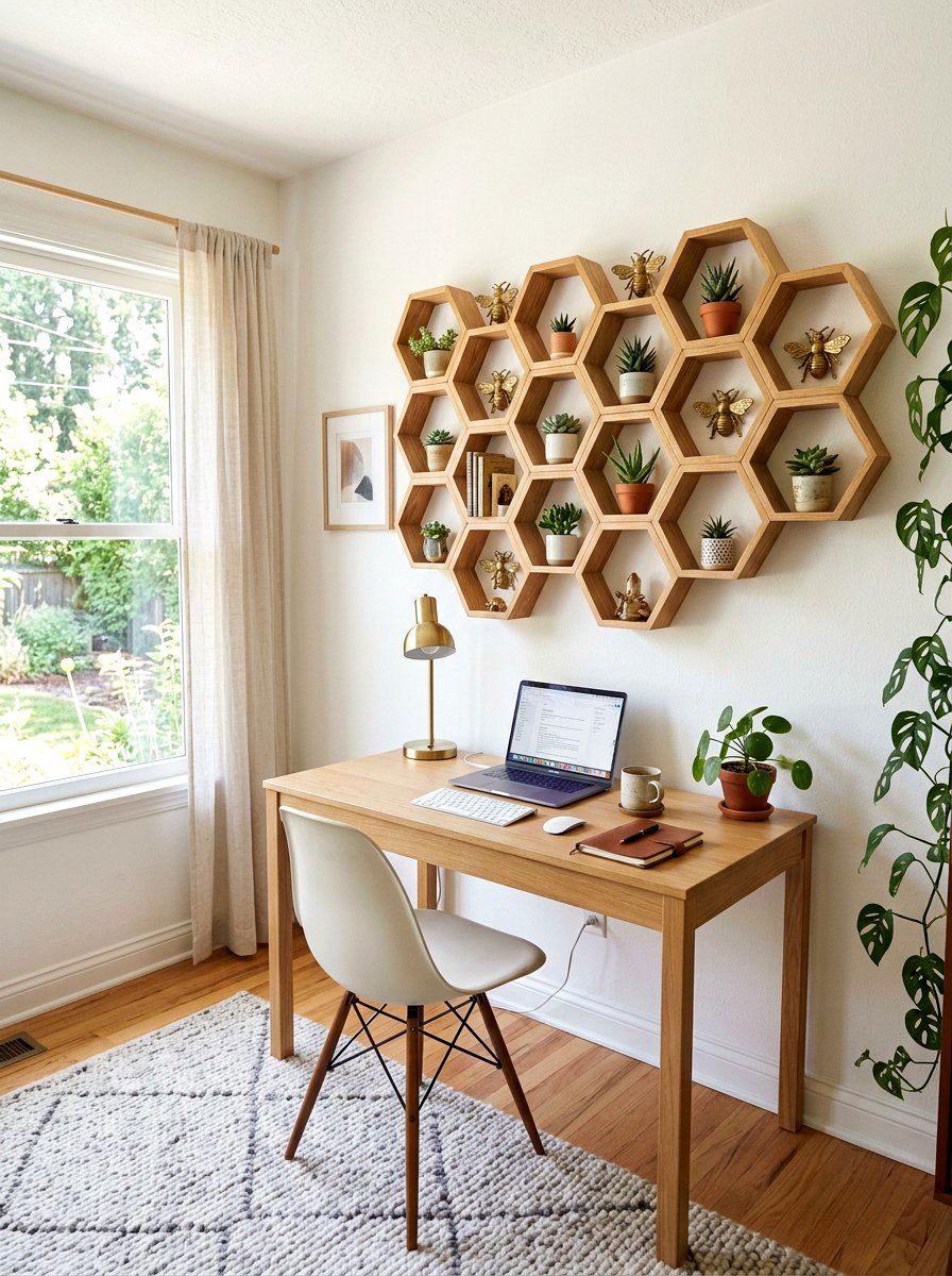 Honeycomb Wall Shelves - 25 Spring Insect Decor Ideas