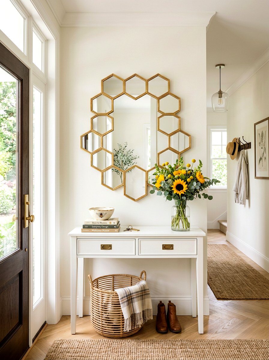 Honeycomb mirror for entryway - 25 Spring Bee Decor Ideas