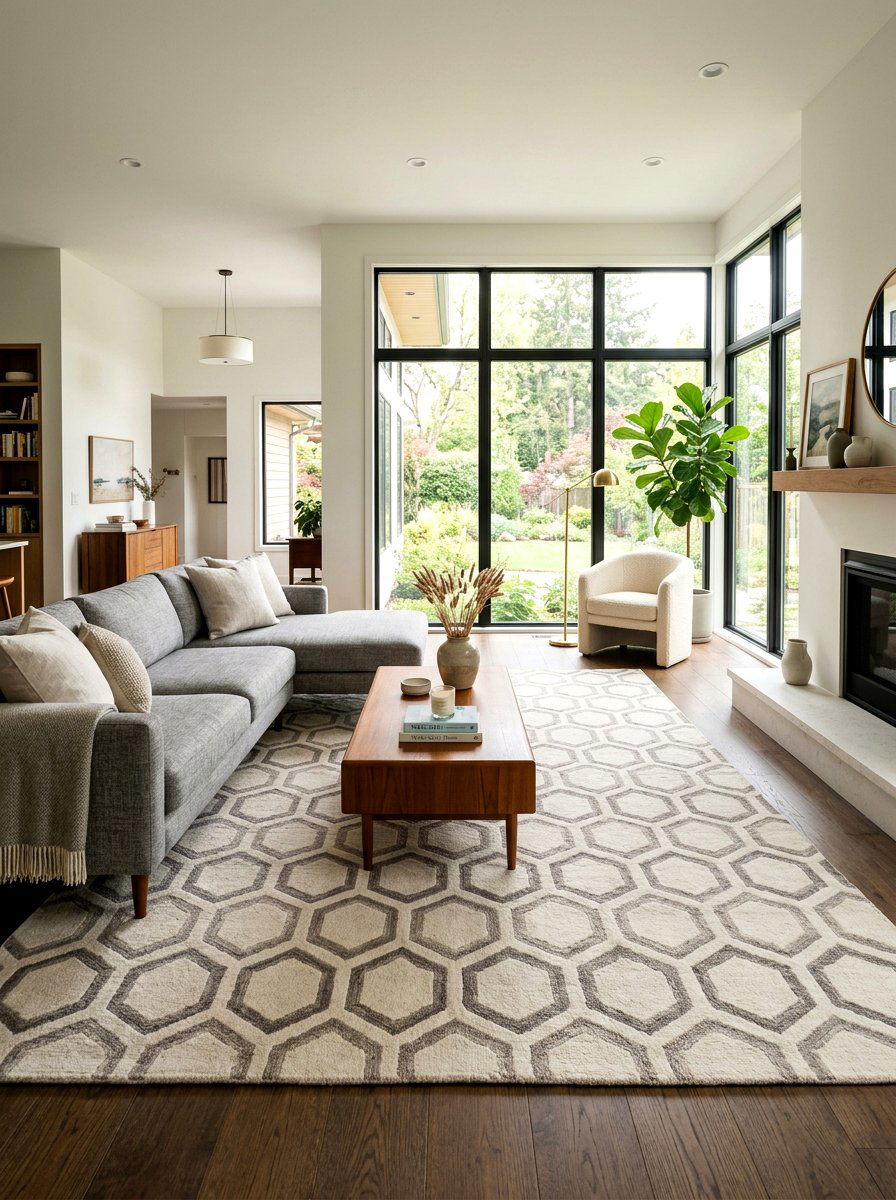 Honeycomb pattern area rug - 25 Spring Bee Decor Ideas