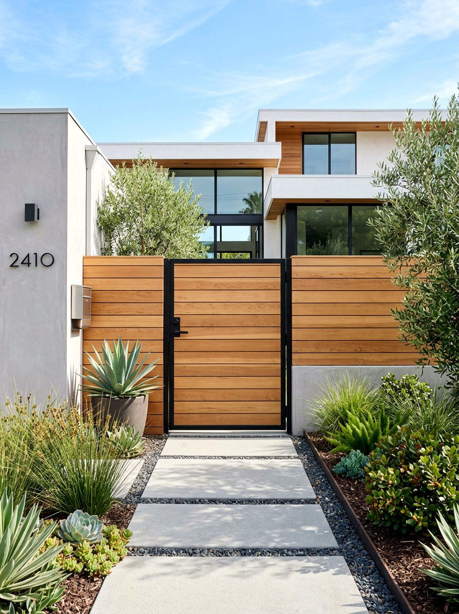 Horizontal Plank Wood Gate - 25 Spring Driveway Gate Ideas