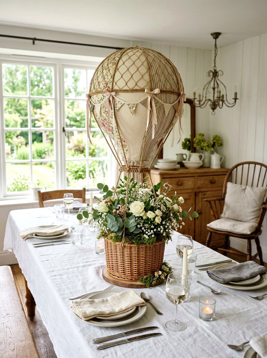 Hot Air Balloon Centerpiece - 25 Spring Balloon Decor Ideas