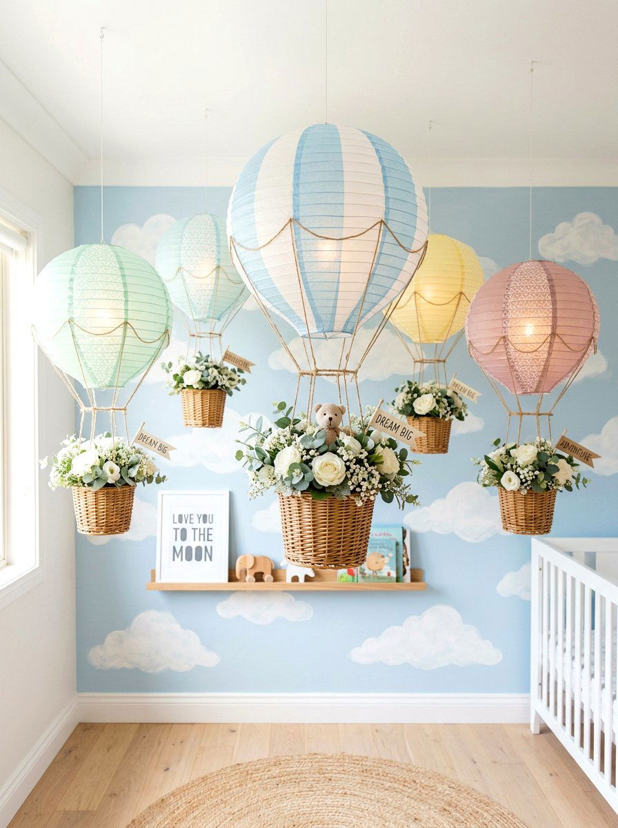 Hot Air Balloon Decor - 25 Spring Baby Shower Decor Ideas