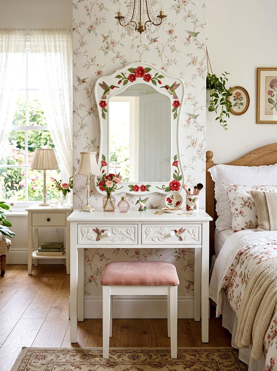 Hummingbird Vanity - 25 Spring Decoupage Furniture Ideas