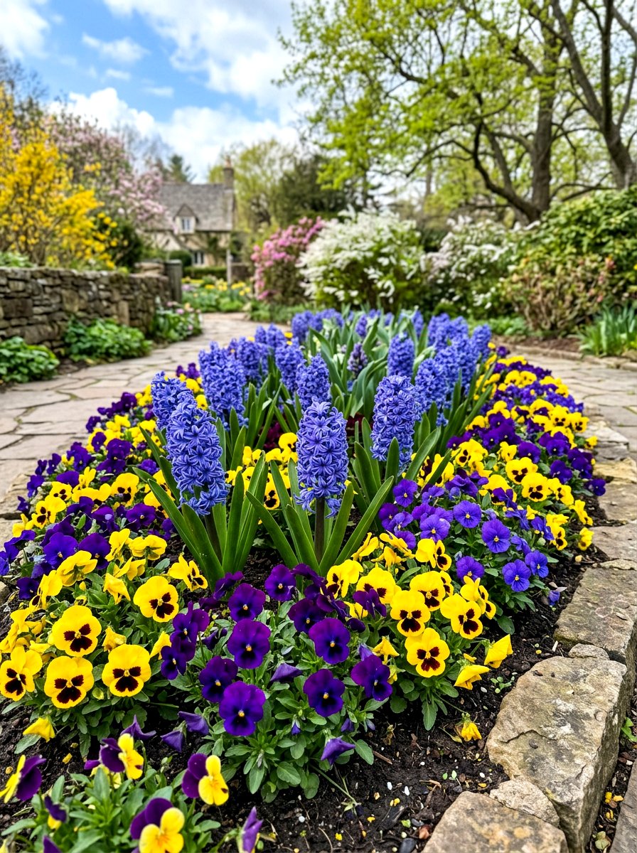 Hyacinth And Pansy Combo - 25 Spring Hyacinth Garden Ideas
