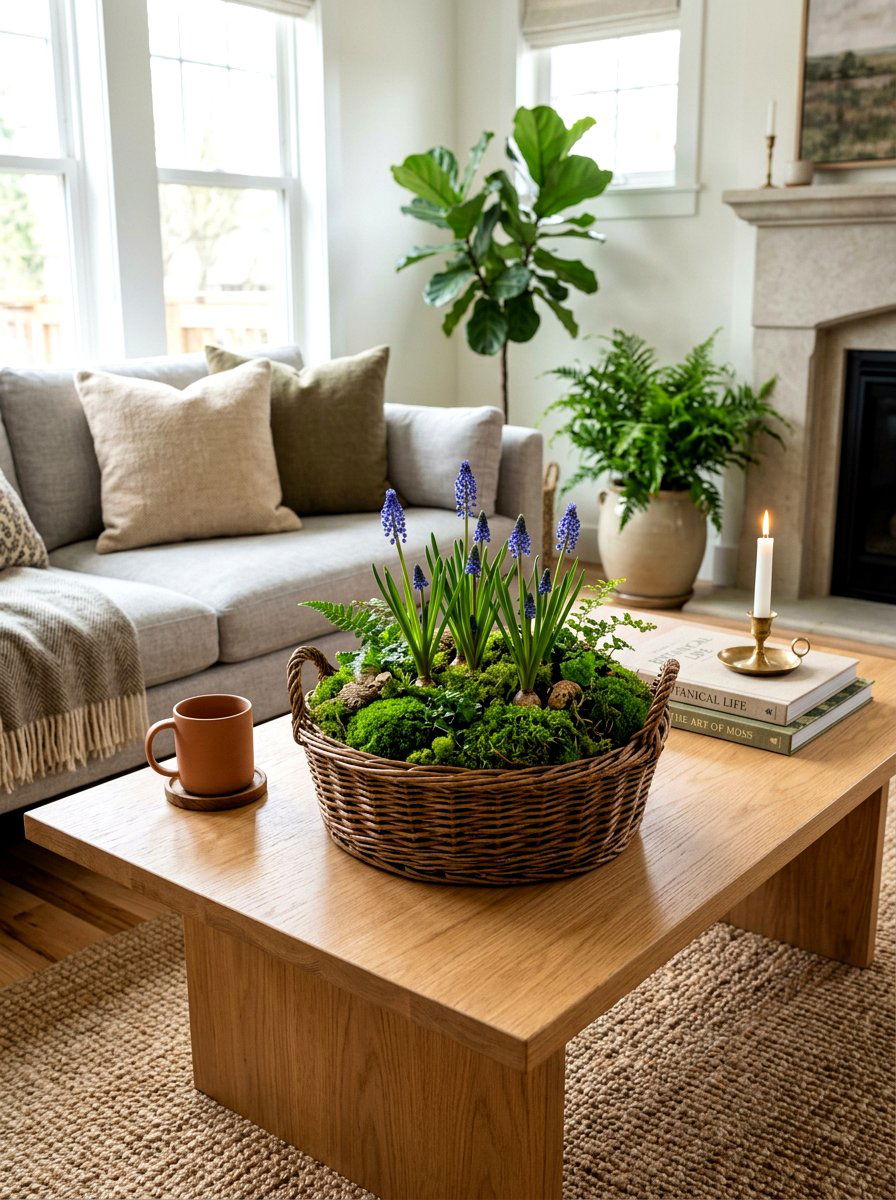 Hyacinth Basket With Moss - 25 Spring Hyacinth Basket Decor Ideas