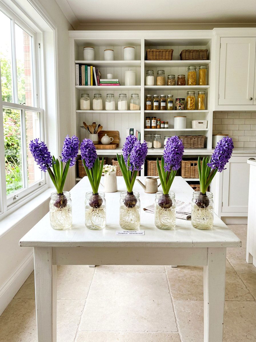 Hyacinth Bulb Arrangement - 25 Spring Kitchen Table Centerpiece Ideas
