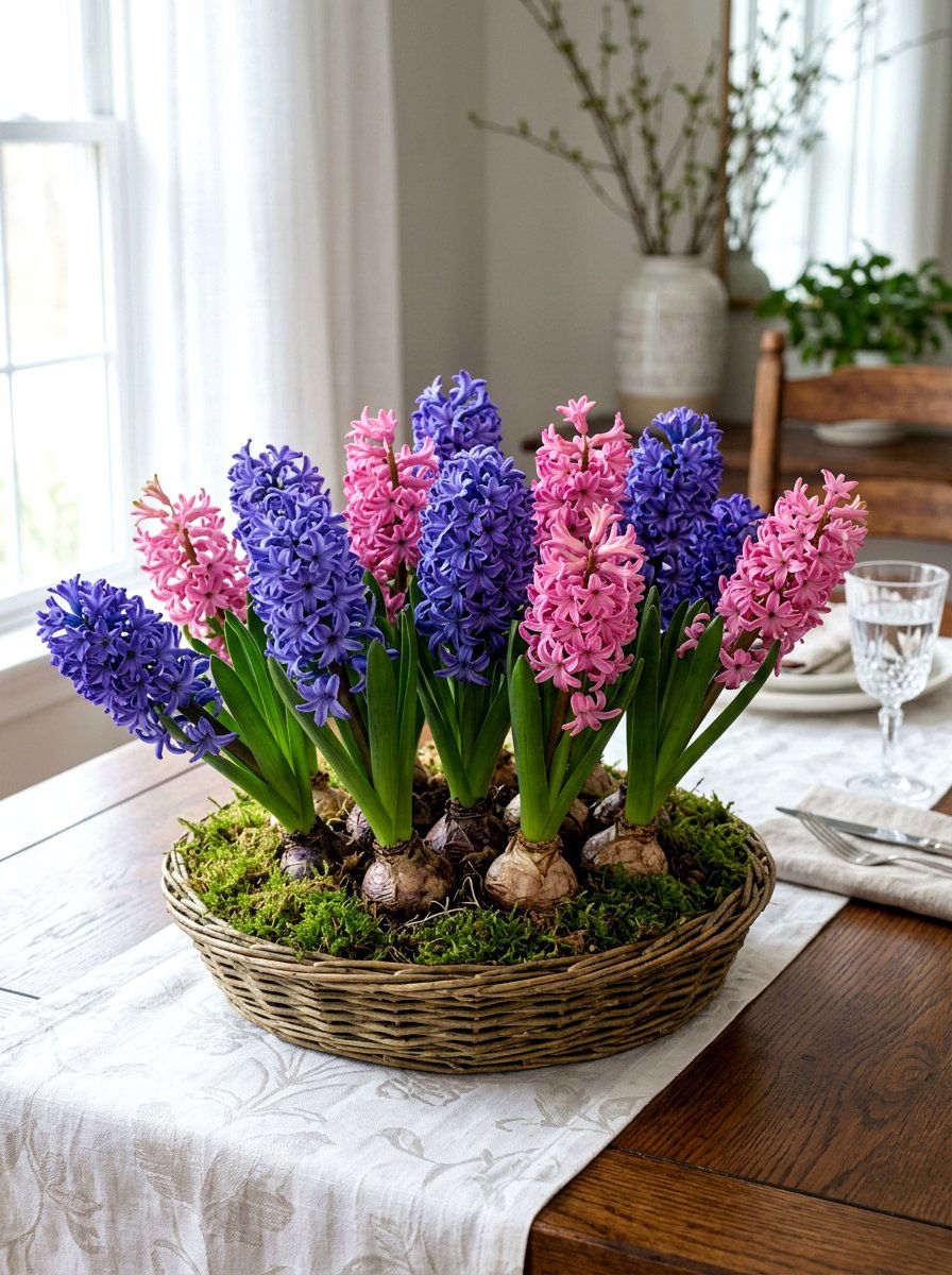 Hyacinth Bulb Basket - 25 Spring Flower Basket Ideas