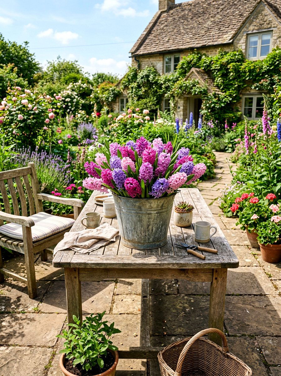 Hyacinth In Galvanized Metal Bucket - 25 Spring Hyacinth Arrangement Ideas