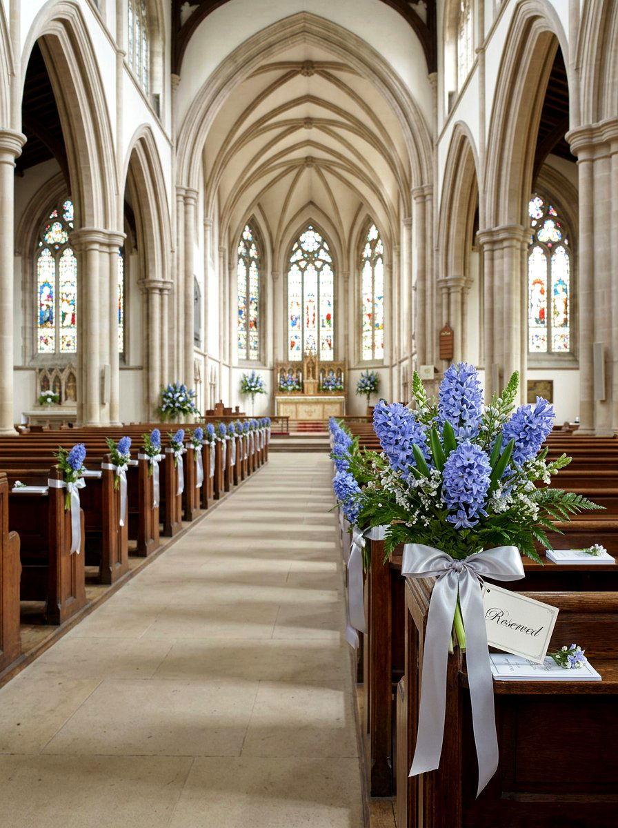 Hyacinth Pew Marker - 25 Spring Wedding Flower Ideas