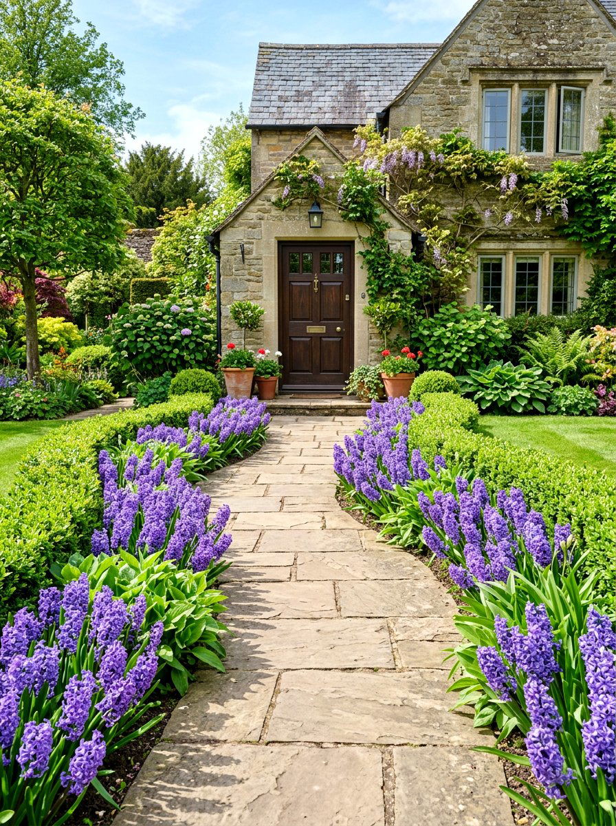 Hyacinth Walkway Border - 25 Spring Flowering Plant Ideas
