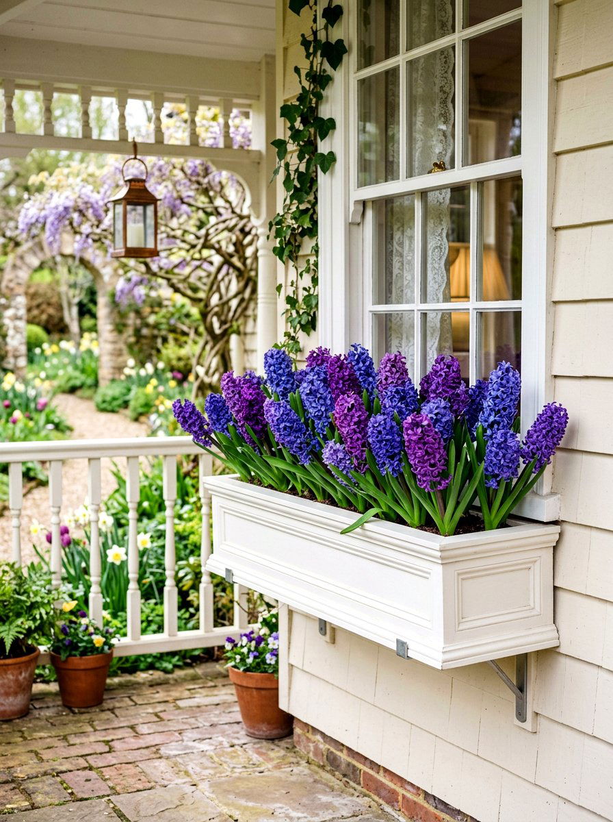 Hyacinth Window Box - 25 Spring Window Box Ideas