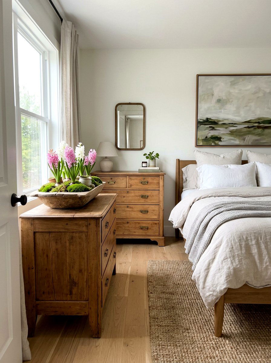 Hyacinth and Moss Display - 25 Spring Dough Bowl Decor Ideas