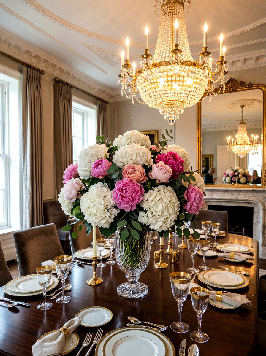 Hydrangea And Peony Centerpiece - 25 Spring Hydrangea Centerpiece Ideas