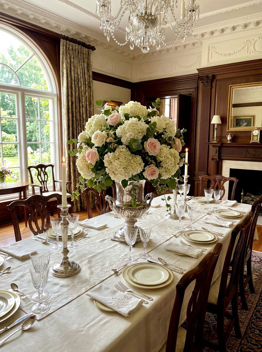Hydrangea And Rose Arrangement - 25 Spring Hydrangea Centerpiece Ideas