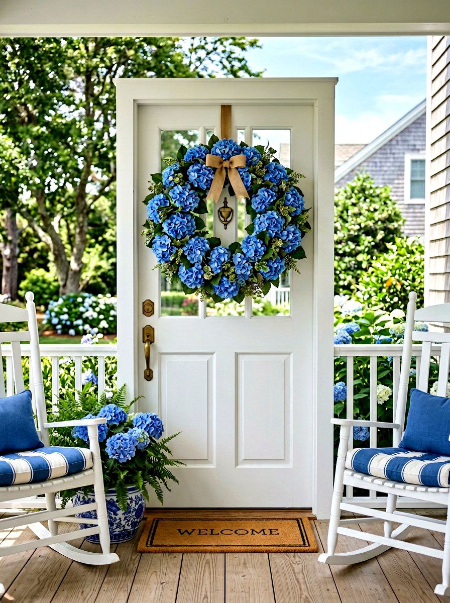 Hydrangea Bloom Display - 25 Spring DIY Wreath Ideas