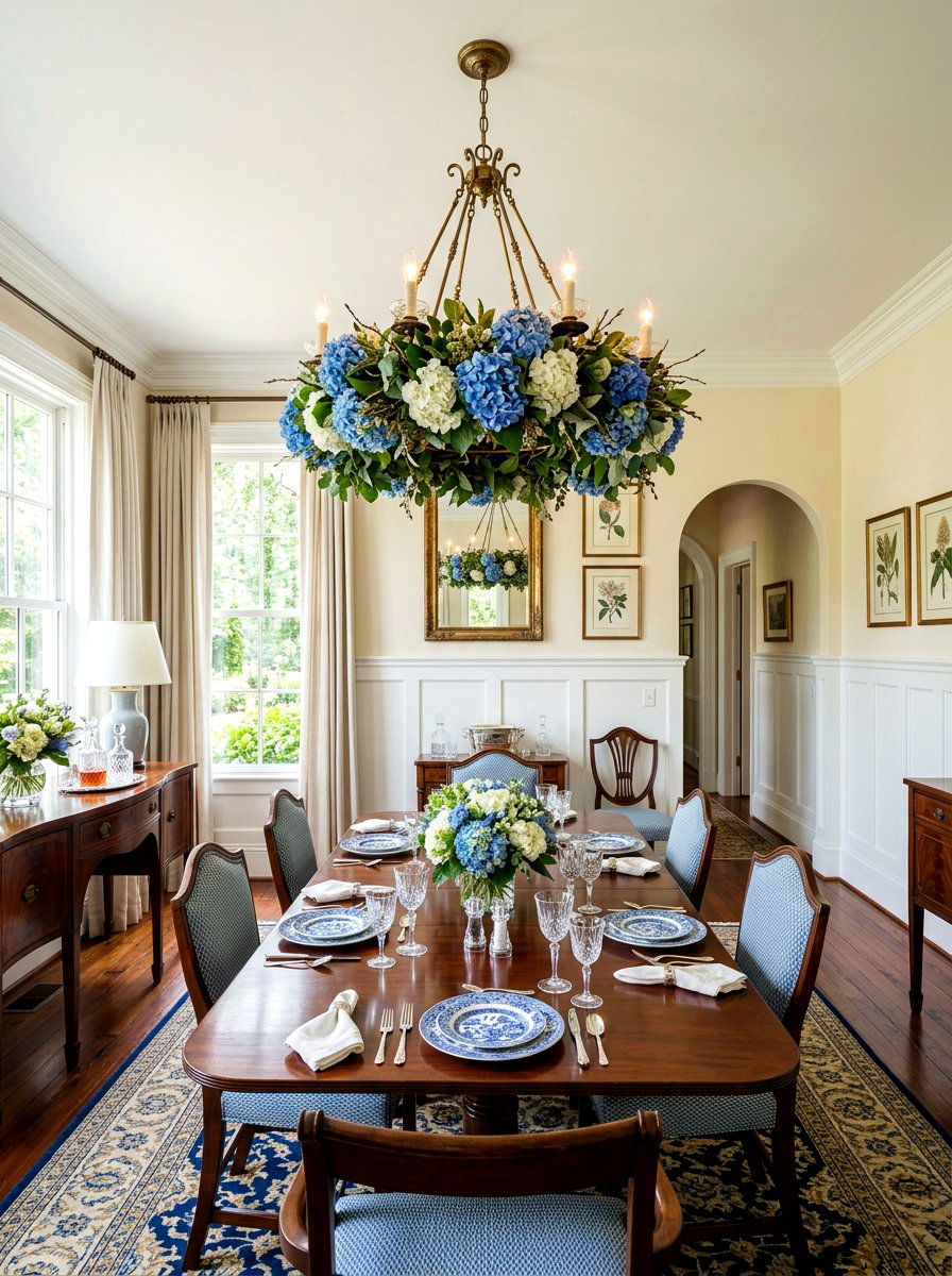 Hydrangea Chandelier - 25 Spring Chandelier Decor Ideas