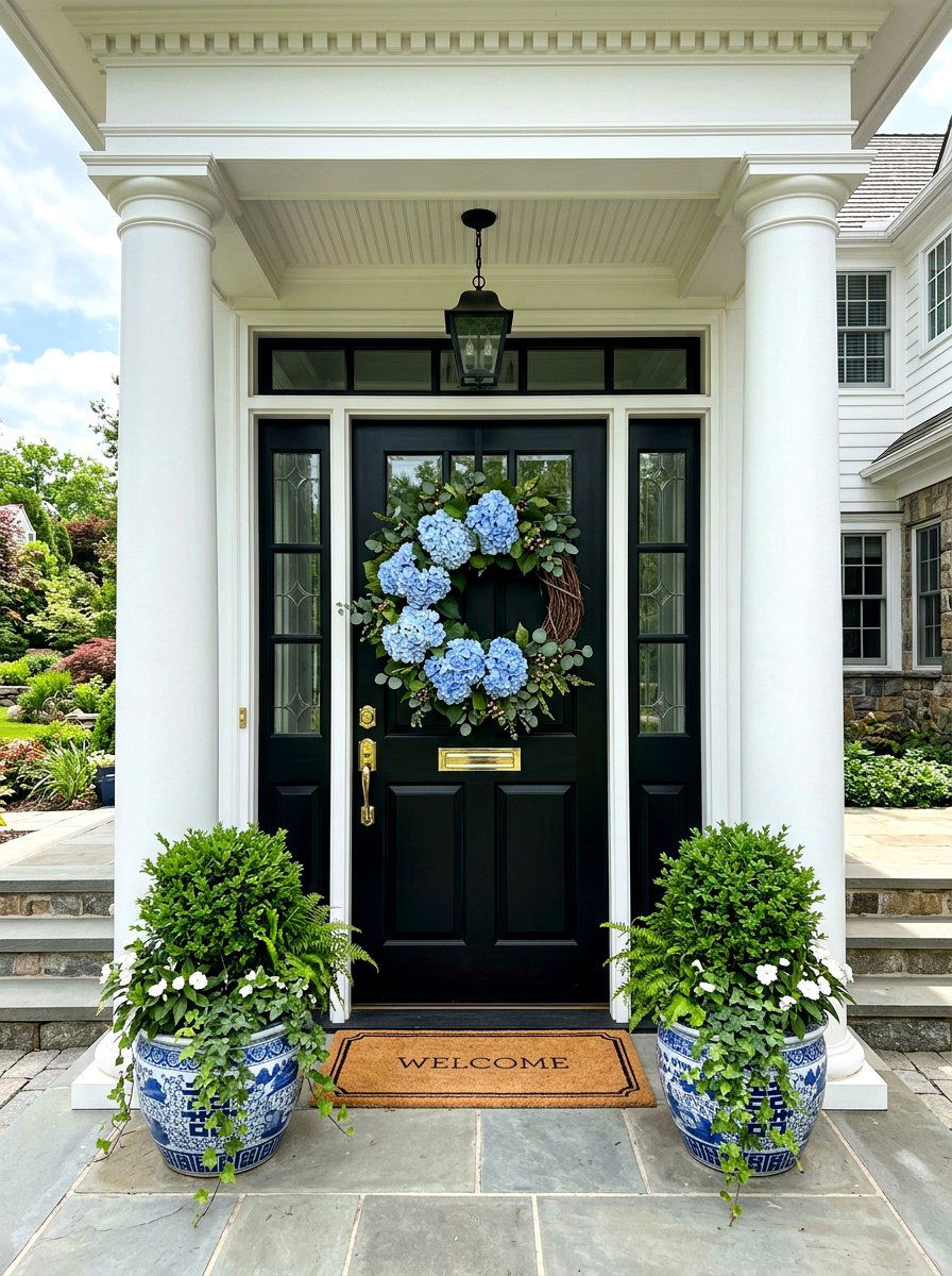 Hydrangea Grapevine Wreath - 25 Spring Grapevine Door Ideas