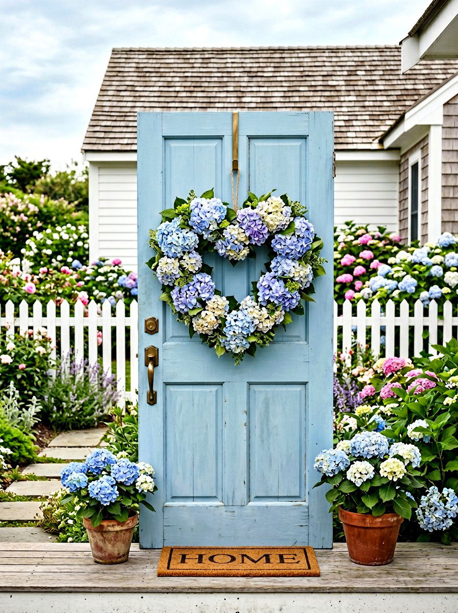 Hydrangea Heart Wreath - 25 Spring Heart Wreath Ideas